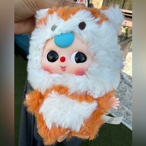 Charming Plush Animal Keychain - Orange and White